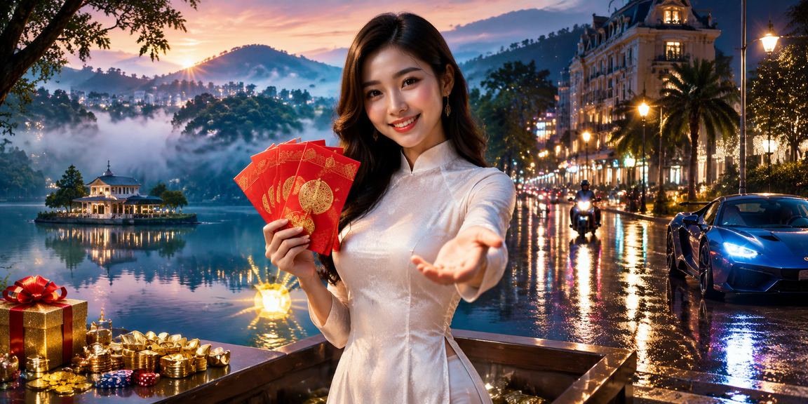 Người dùng tại Đà Lạt nhận phong bì đỏ thưởng may mắn trong dịp lễ hội