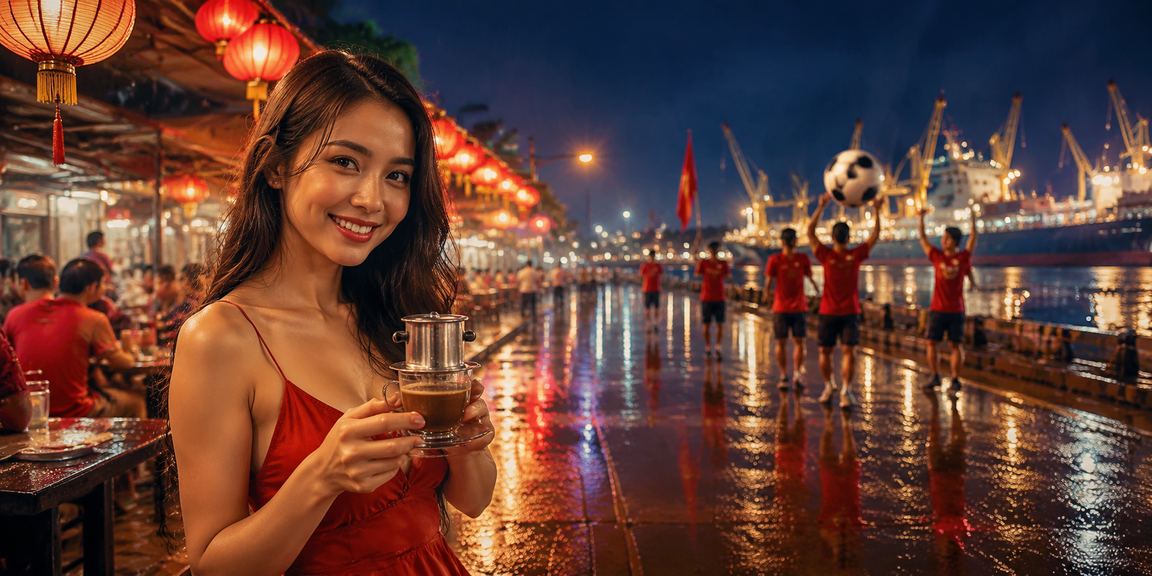 Người dùng Hải Phòng thư giãn tại quán cà phê và chơi casino trực tuyến trên laptop
